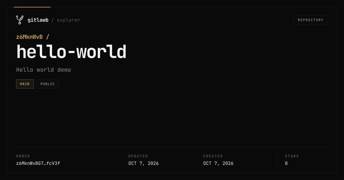gitlawb explorer — Hello world demo